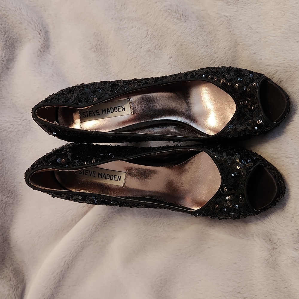 Black sequined heels